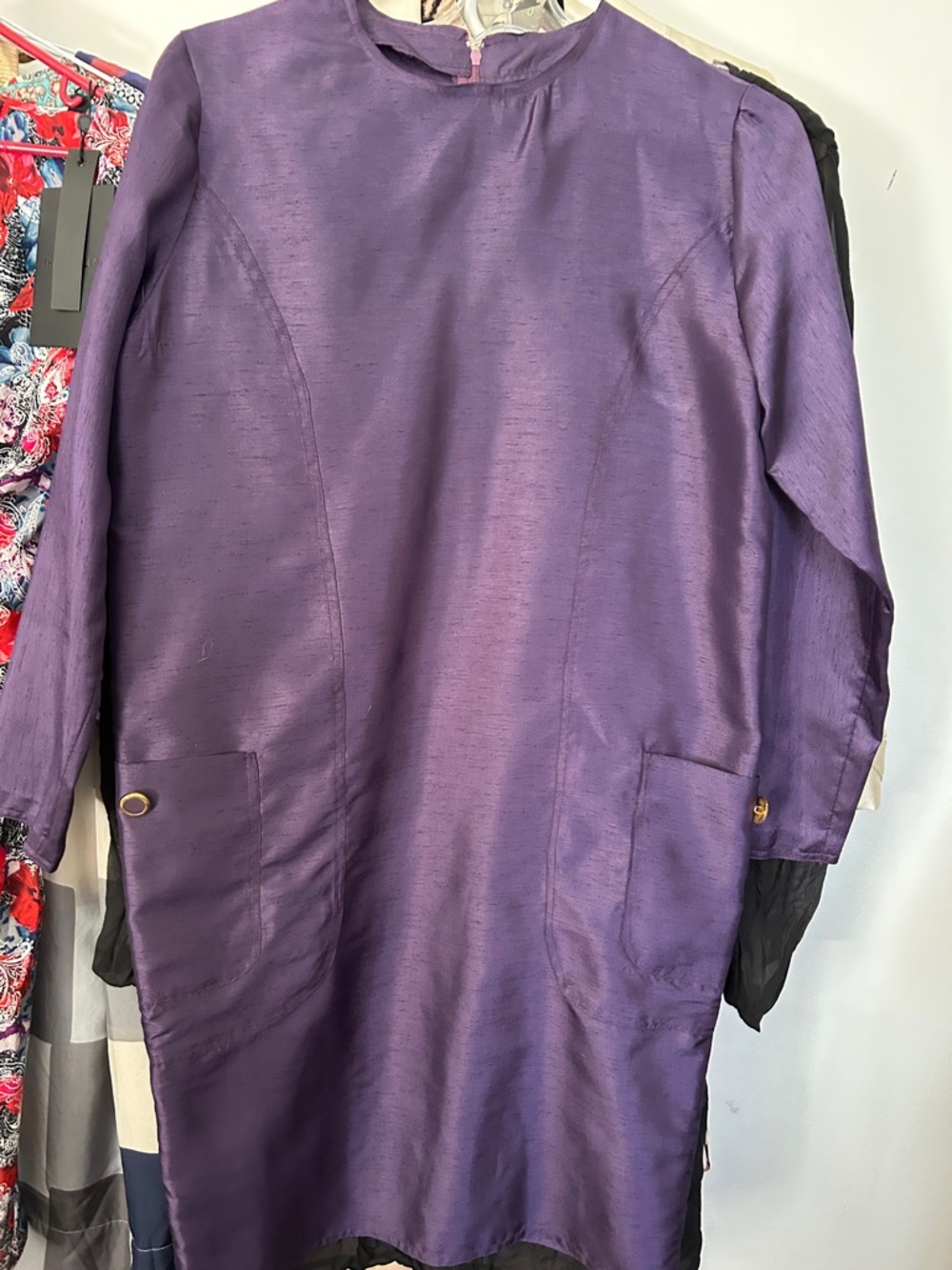 Purple Raw Silk Vintage Dress